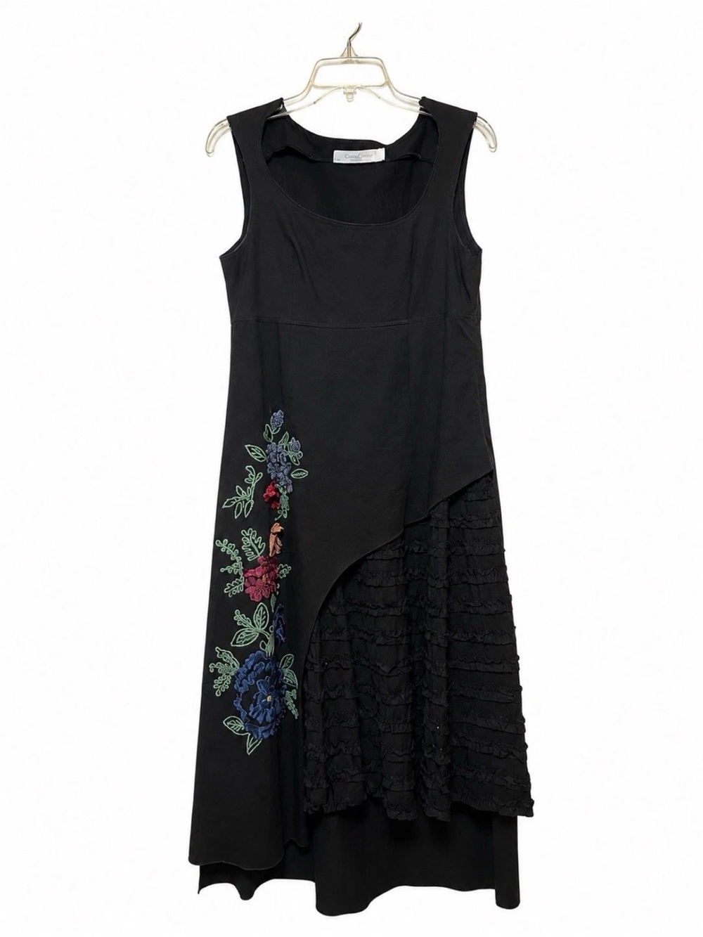 Trelise Cooper Black Cotton Floral Embroidered Midi Dress Size 8 NZ or US 4 - Picture 2 of 7